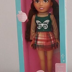 Butterfly Dress Doll in Green Top and Red Plaid Skirt